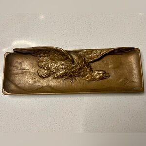 Antique Bronze Tray With Eagle Signed The Leader